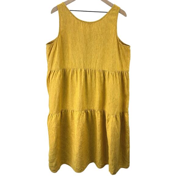 Eileen Fisher Washed Organic Linen Delave Tiered Midi Dress Women’s Size XL - Picture 5 of 11